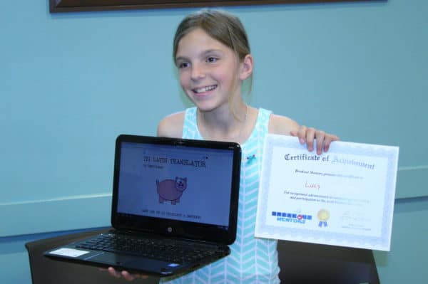 girl with certificate