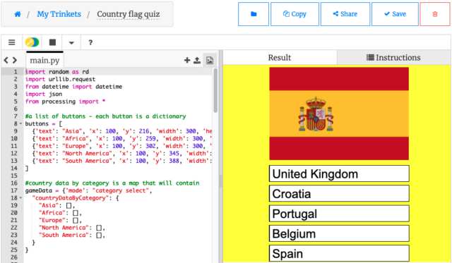 country flag quiz project in python kids coding language